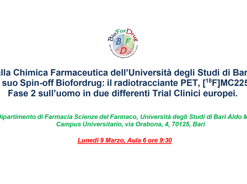 Dalla Chimica Farmaceutica alla Clinica: il radiotracciante PET [¹⁸F]MC225 in Fase II in trial clinici europei